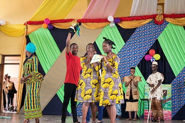 Three-peat: Elay and Gift reacting to being announced as 2019 winners of the Fashion Show.