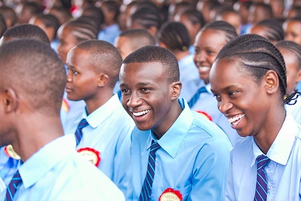 Enjoying the ceremony: Some Form 4 students in high spirits.