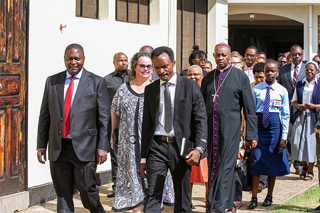 Important Guests: Mr Elimiringi (St Jude’s Girls’ Secondary Headmaster), leads the Attorney General of Tanzania, St Jude’s Founder, Gemma and the Archbishop.