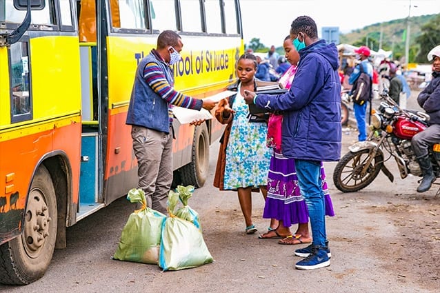 Divide and Conquer: Dozens of staff ventured near and far to distribute packages.